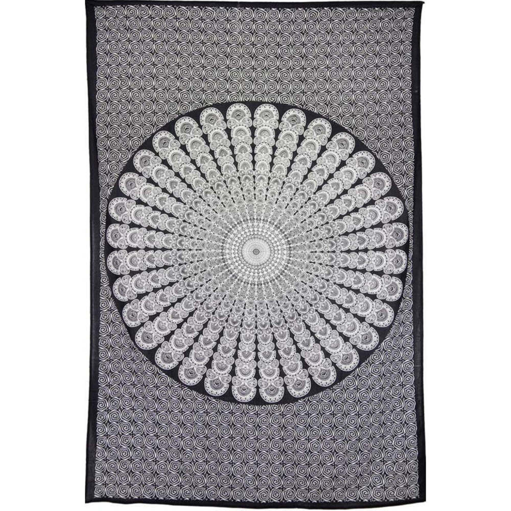 Peacock Feather Black Mini Tapestry 45x30" by Zest For Life